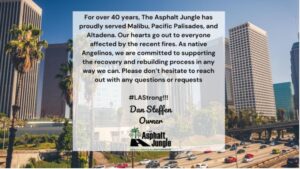 Statement from the owner of The Asphalt Jungle regarding helping the community following the LA Wildfires