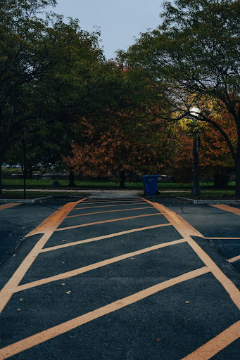 fresh paved asphalt parking lot